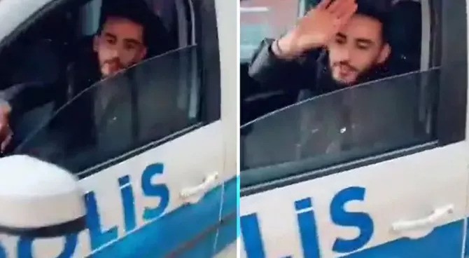 Şimdi de bu! Suriyeli sığınmacı polis arabasında video yayımladı, sosyal medya çalkalandı